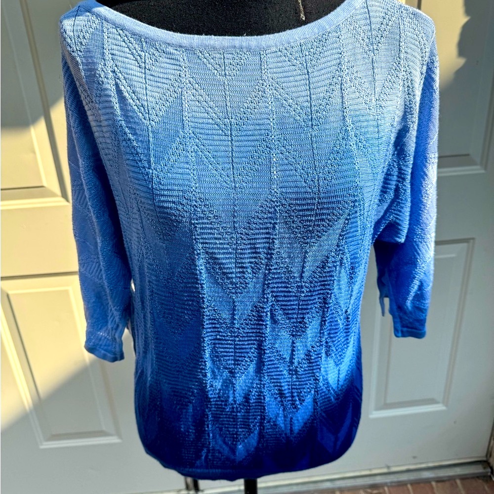 White House Black Market, Ombre, Blue, Short Sleeve, Sweater, Size Small